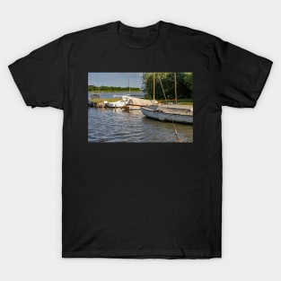 Boats moored on Hickling Broad in the Norfolk Broads National Park T-Shirt